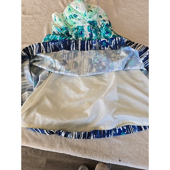 Calvin Klein Blue White Floral Watercolor Strapless Dress Blue/turquoise Size 12 - Picture 14 of 16